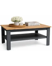 Prostokątna ława z półką grafit + dąb sonoma - Asendri 12X w sklepie Edinos.pl