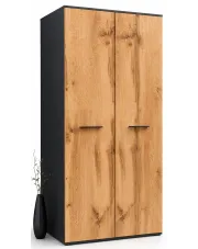 Szafa dwudrzwiowa z drążkiem grafit + dąb wotan - Asendri 13X w sklepie Edinos.pl
