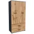 Szafa dwudrzwiowa z półkami i szufladami Asendri 14X grafit + dąb wotan