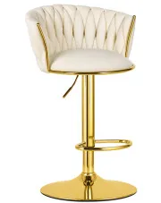 Beżowy hoker z oparciem w stylu glamour - Olseni w sklepie Edinos.pl