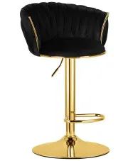 Czarny hoker glamour z plecionym oparciem do wyspy - Olseni w sklepie Edinos.pl