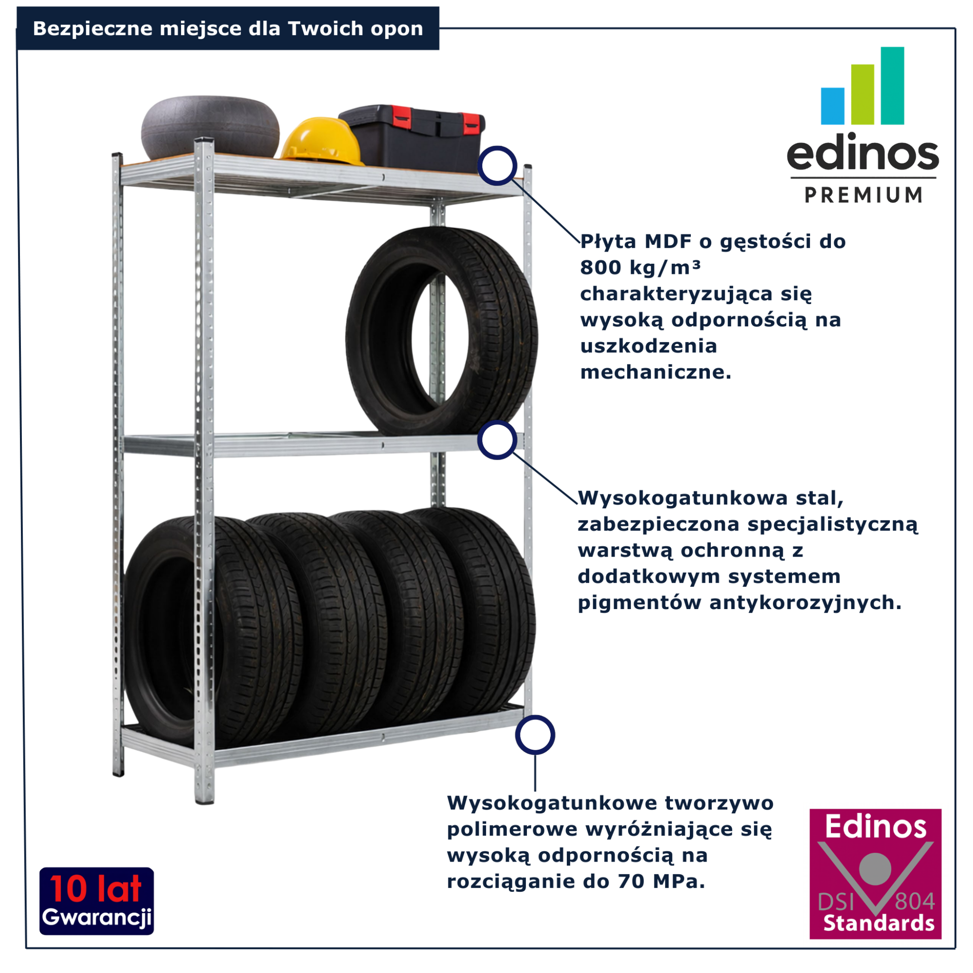 Srebny regał do garażu Torvix