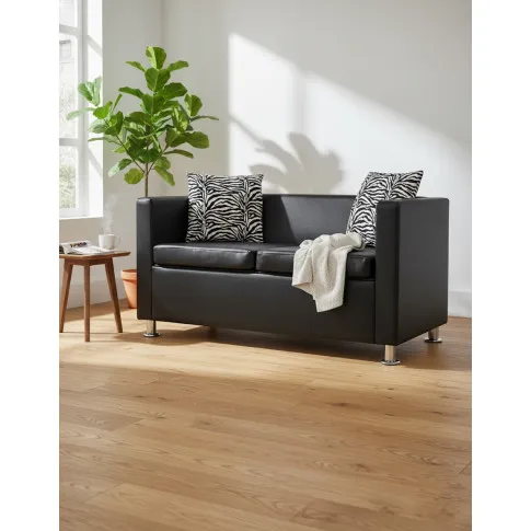 Fotografia Nowoczesna skórzana sofa Swax 2B - czarna z kategorii Kanapy i sofy