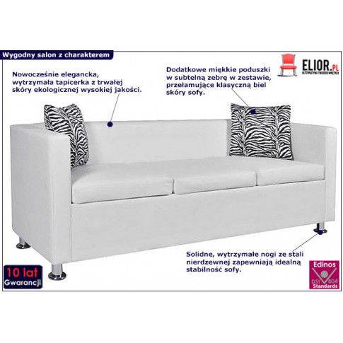 Zdjęcie sofa 3-osobowa Cali 3W - biała - sklep Edinos.pl