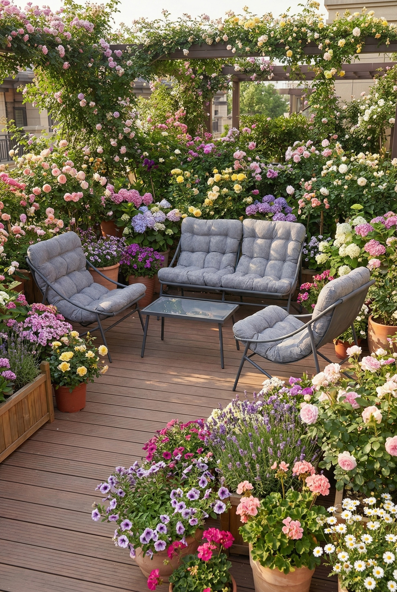 Wizualizacja z użyciem zestawu mebli do ogrodu Floreto