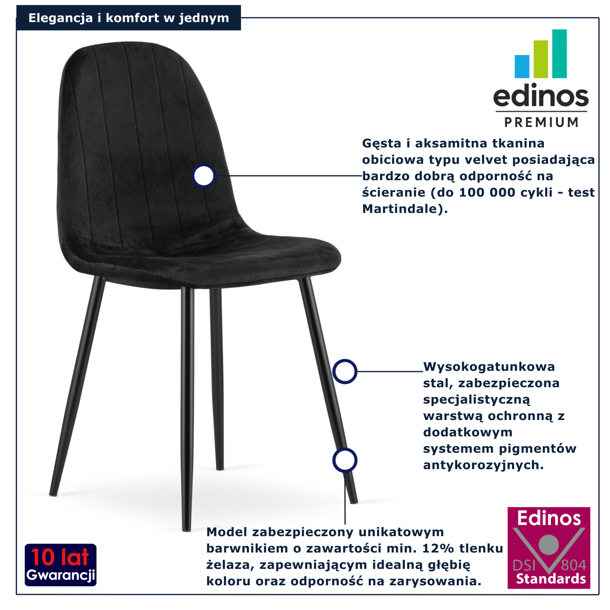 Czarne krzesło metalowe do stołu Oret 3X