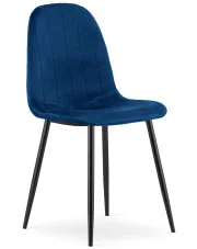 Granatowe krzesło tapicerowane metalowe do stołu - Oret 3X w sklepie Edinos.pl