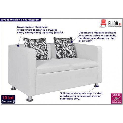 Zdjęcie nowoczesna sofa Cali 2W - biała - sklep Edinos.pl