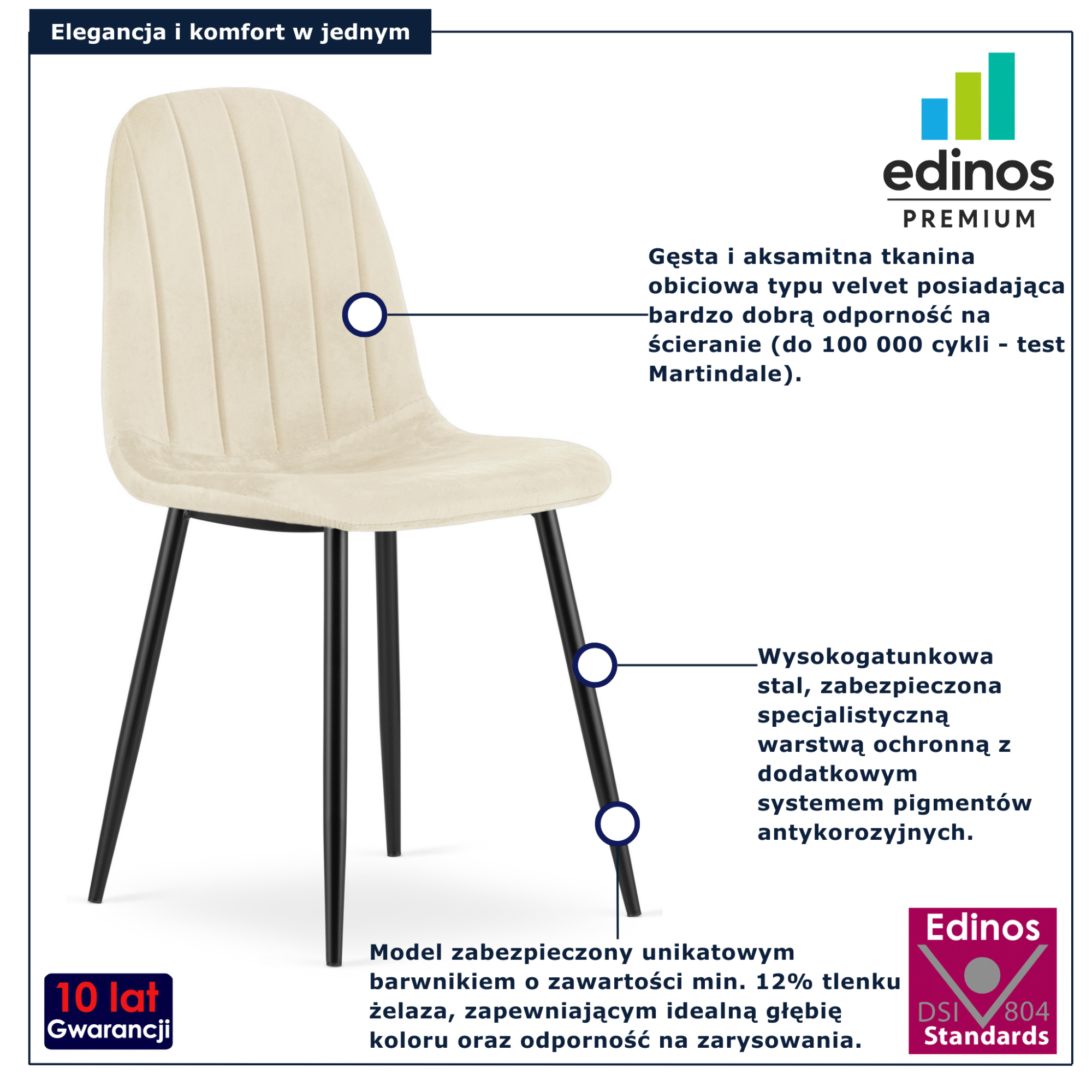 Jasnobeżowe krzesło welurowe do jadalni Oret 3X