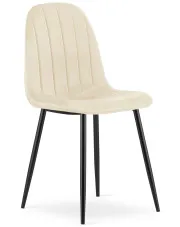 Jasnobeżowe tapicerowane krzesło na czarnych nogach - Oret 3X w sklepie Edinos.pl