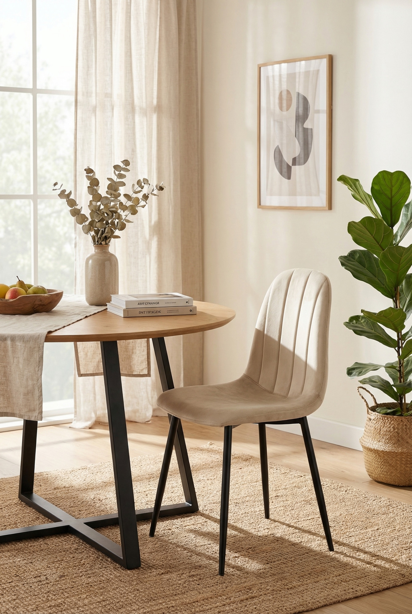 Wnętrze z wykorzystaniem jasnobeżowego krzesła Oret 3X