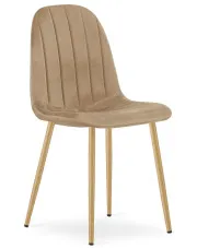 Brązowe welurowe krzesło metalowe - Oret 4X w sklepie Edinos.pl