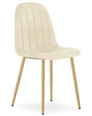 Jasnobeżowe metalowe krzesło tapicerowane welurem - Oret 4X w sklepie Edinos.pl