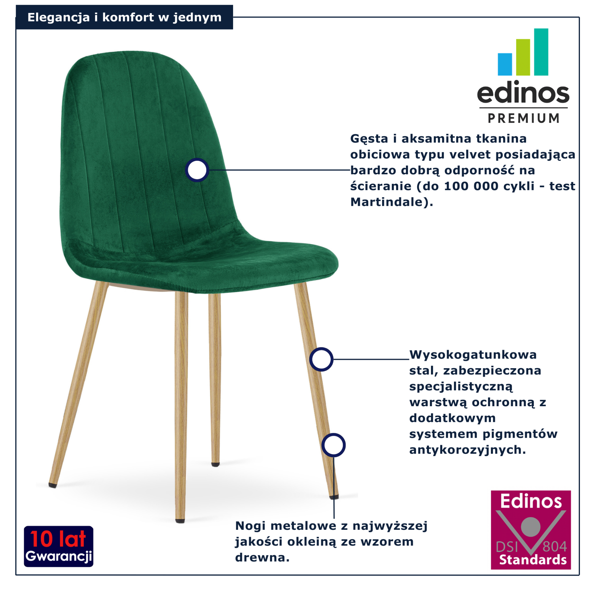 Zielone metalowe krzesło welurowe Oret 4X