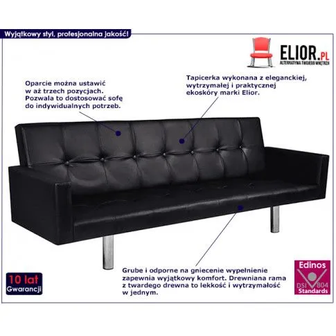 Fotografia Rozkładana sofa Enya  - czarna z kategorii Kanapy i sofy