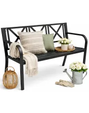 Czarna metalowa ławka ogrodowa - Andizo 3X w sklepie Edinos.pl