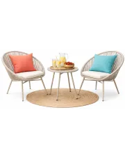 Beżowy zestaw do ogrodu 2 krzesła i stolik kawowy - Notioni w sklepie Edinos.pl