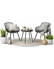 Czarny zestaw 2 krzesła i stolik kawowy ogrodowy - Zationi w sklepie Edinos.pl