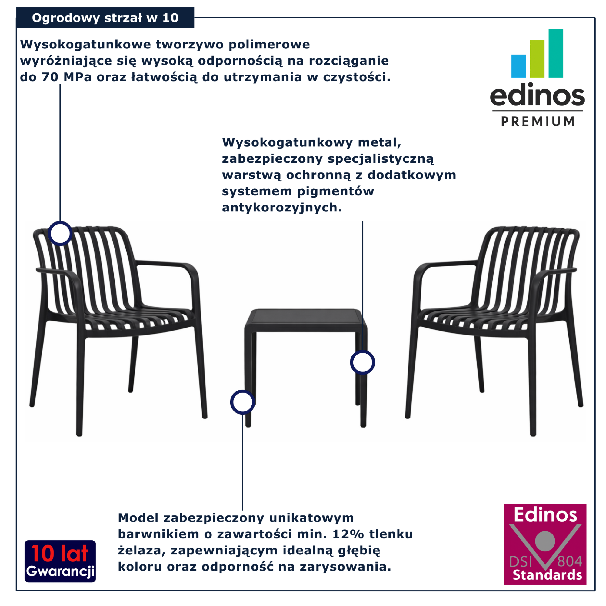 Komplet czarnych mebli na taras Avioni