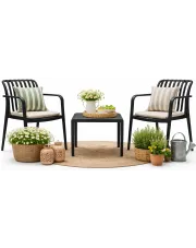 Czarny komplet mebli na taras stolik i 2 krzesła - Avioni w sklepie Edinos.pl