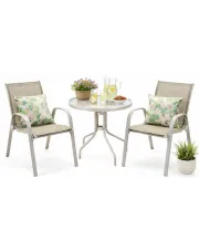 Beżowy zestaw ogrodowy 2 fotele i stolik - Tiro w sklepie Edinos.pl