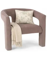 Beżowy welurowy fotel nowoczesny do salonu - Lossie 3X w sklepie Edinos.pl