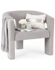 Szary fotel welurowy w stylu nowoczesnym - Lossie 3X w sklepie Edinos.pl