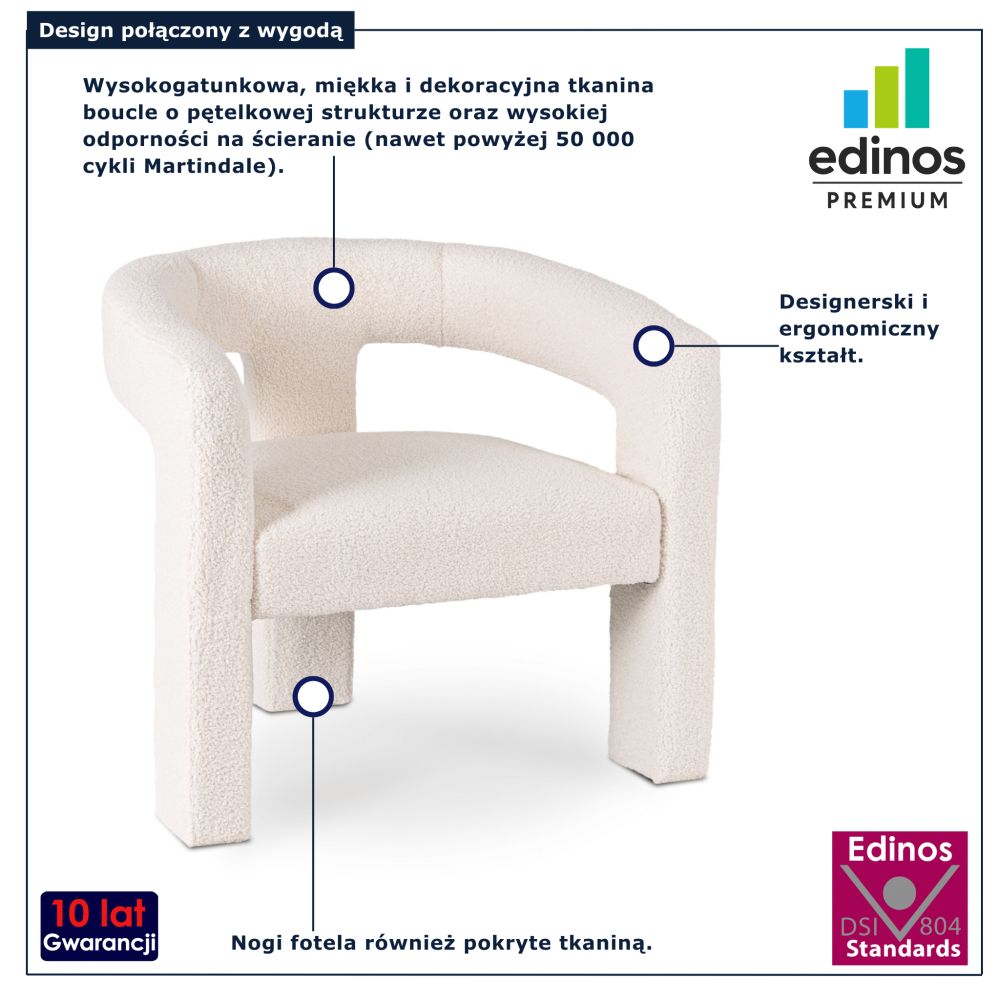 Kremowy fotel wypoczynkowy włochacz do salonu Lossie 4X