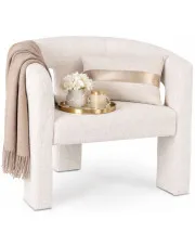 Kremowy fotel nowoczesny boucle - Lossie 4X w sklepie Edinos.pl