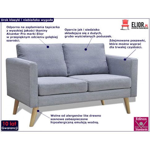 Zdjęcie sofa dwuosobowa Lavinia 2S - jasnoszara - sklep Edinos.pl