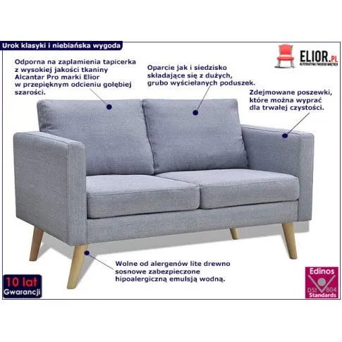 Szczegółowe zdjęcie nr 4 produktu Sofa dwuosobowa Imex 2S - jasnoszara