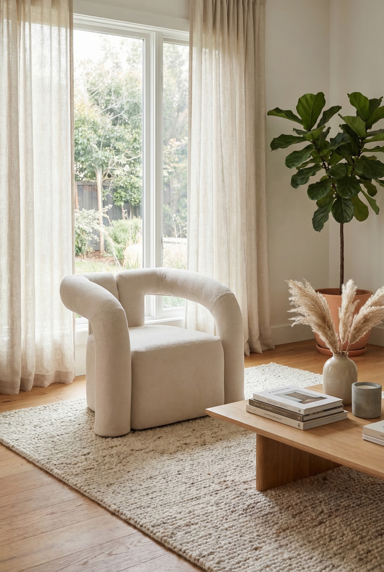 Wizualizacja salonu z kremowym fotelem Zeniro 3X