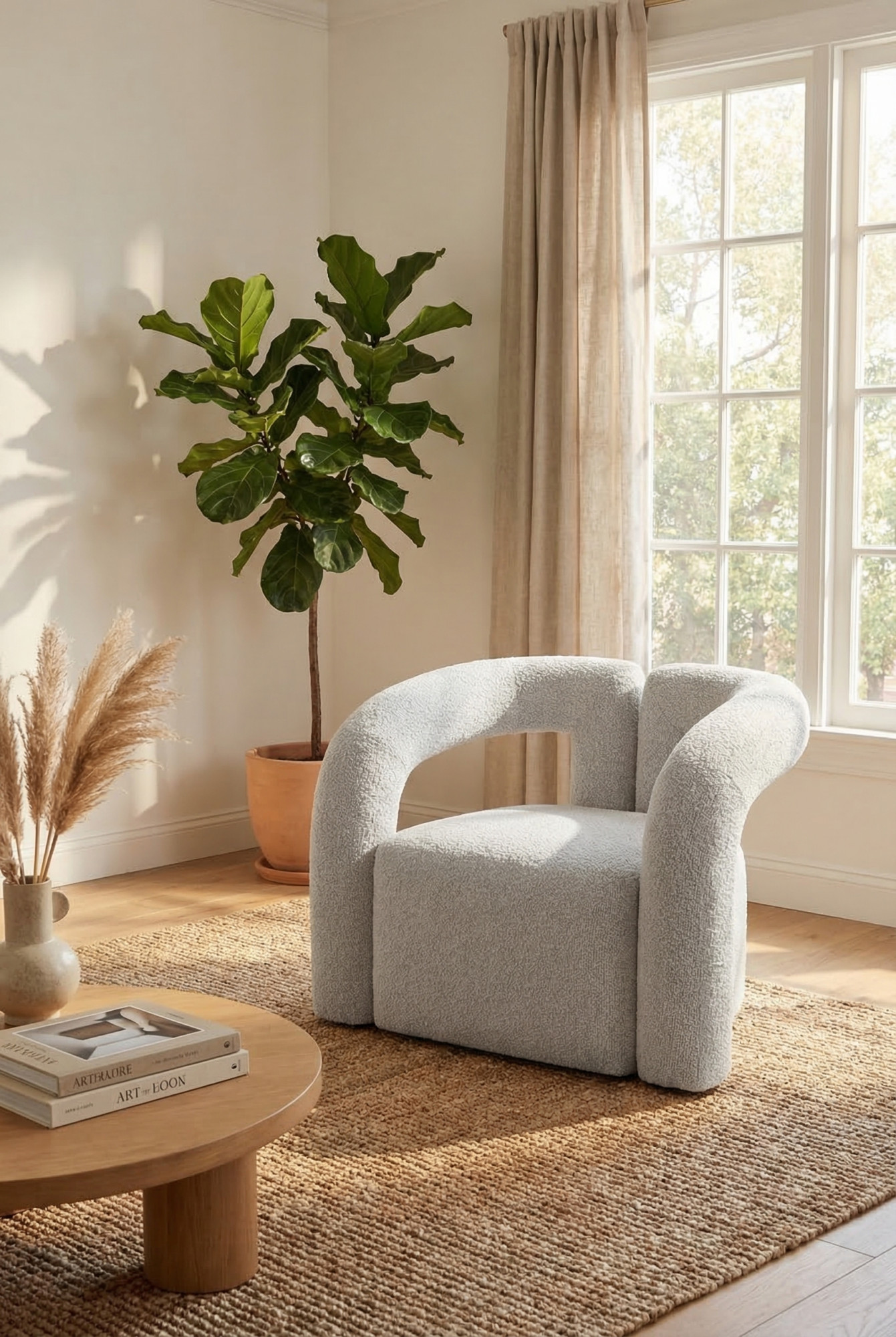 Przykładowa aranżacja salonu z wykorzystaniem szarego fotela wypoczynkowego Zeniro 4X