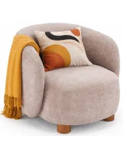 Beżowy drewniany fotel wypoczynkowy do salonu - Tekidi w sklepie Edinos.pl