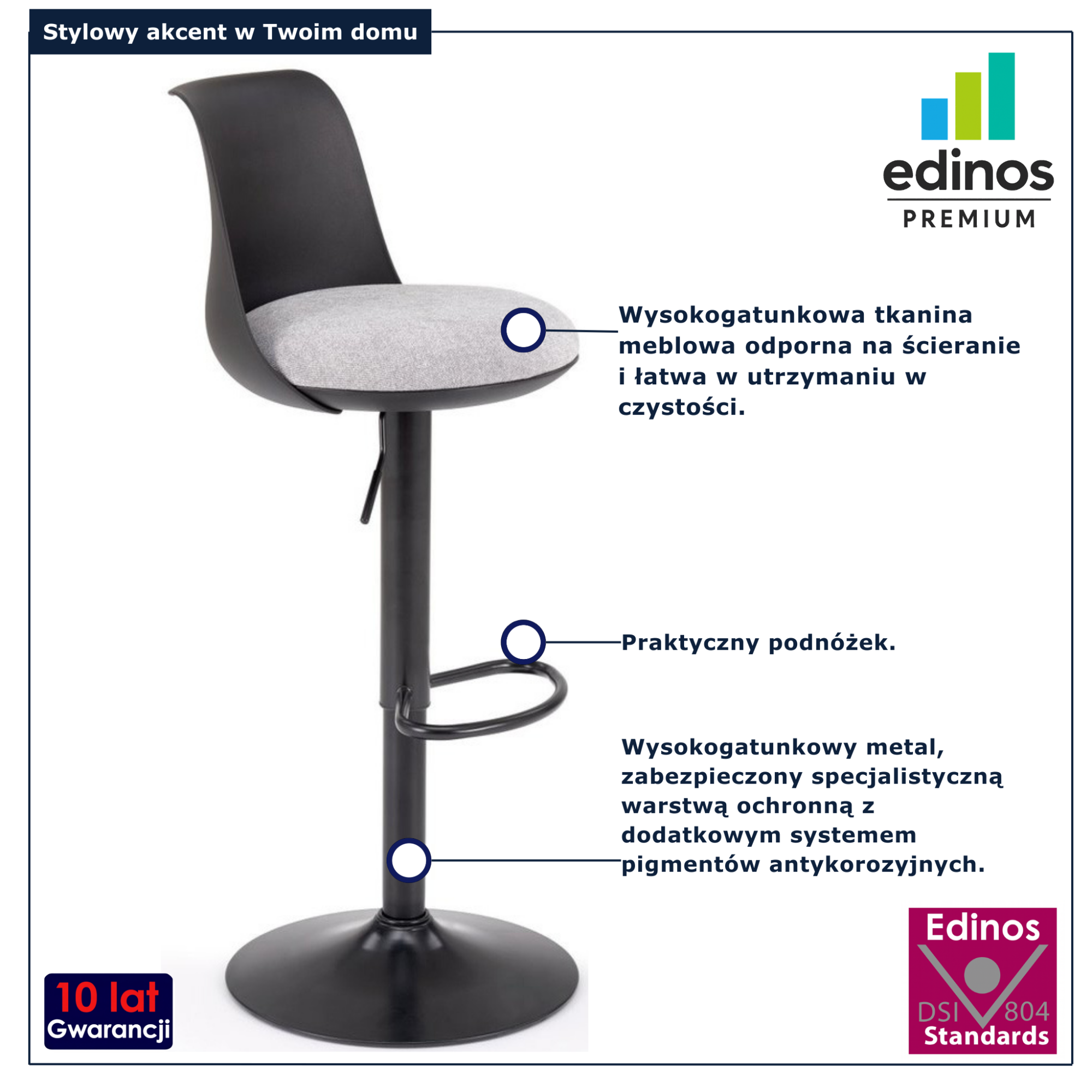 Czarny skandynawski hoker regulowany Fettini