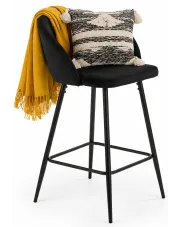 Czarny metalowy hoker tapicerowany welurem - Apuss w sklepie Edinos.pl