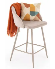 Jasnobeżowy hoker kuchenny welurowy z oparciem - Apuss w sklepie Edinos.pl