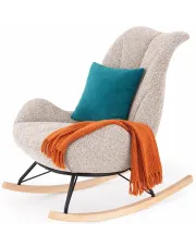 Beżowy bujany fotel wypoczynkowy do salonu - Arezia w sklepie Edinos.pl