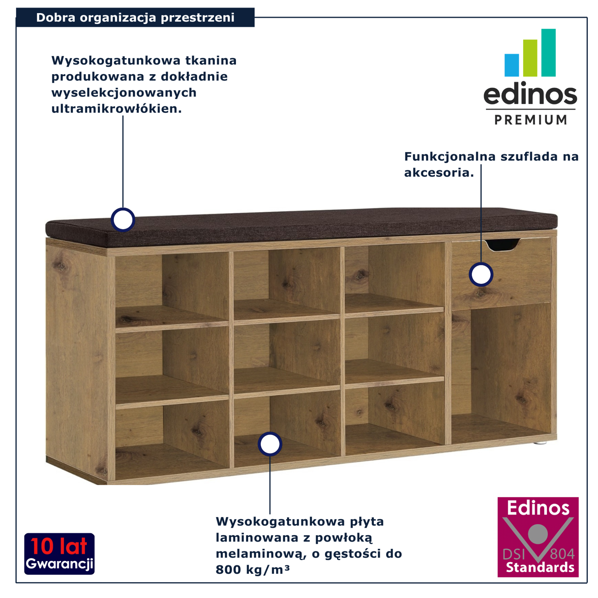 Szafka na buty z siedziskiem dąb artisan Tocador 16x