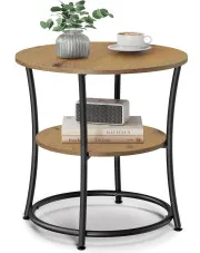 Okrągły loftowy stolik kawowy z półką dąb artisan - Tocador 18X w sklepie Edinos.pl