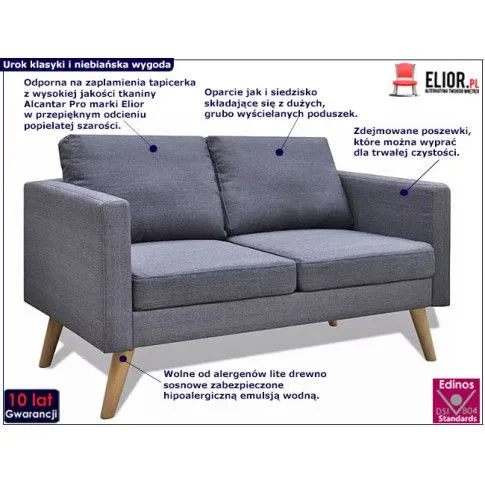 Zdjęcie sofa dwuosobowa Imex 3S ciemny szary | Edinos.pl