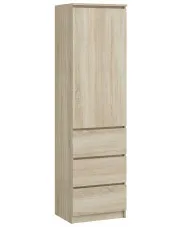 Szafa jednodrzwiowa z szufladami i półkami dąb sonoma - Lusino w sklepie Edinos.pl