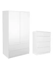 Biały komplet mebli szafa i komoda - Milto w sklepie Edinos.pl