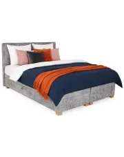 Popielate łóżko dwuosobowe z zagłówkiem 160x200 - Terioni w sklepie Edinos.pl