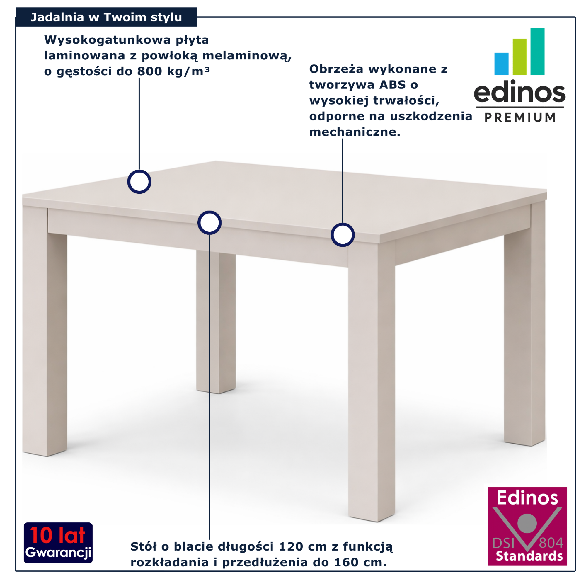 Kaszmirowy stół rozkładany do jadalni Icadi