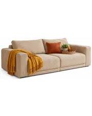 Beżowa sztruksowa kanapa z funkcją narożnika - Dierra w sklepie Edinos.pl