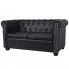 2-osobowa czarna sofa w stylu Chesterfield - Charlotte 2Q