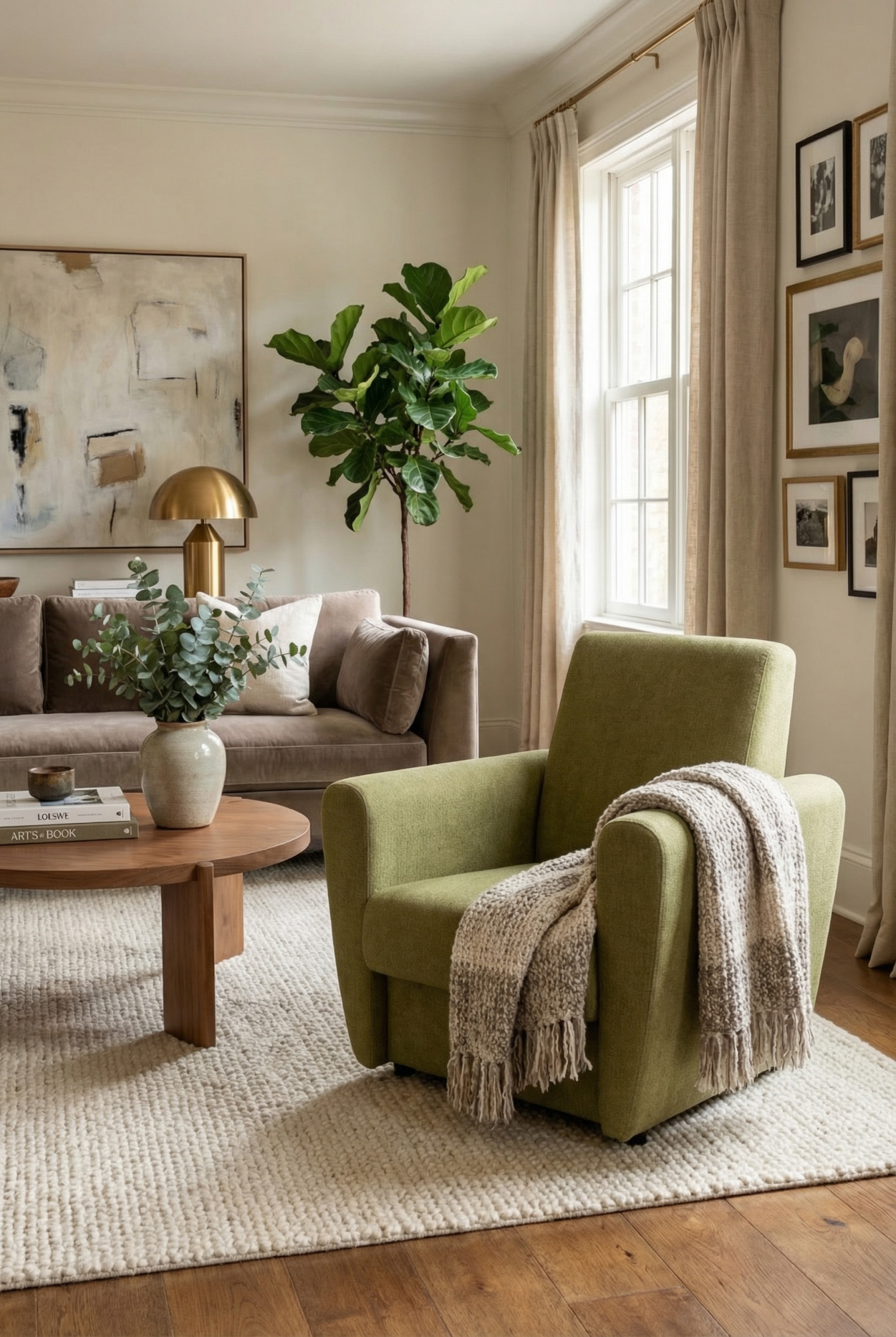 Oliwkowy fotel tapicerowany Regisso