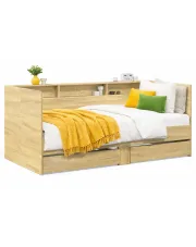 Drewniane łóżko dąb sonoma 90x200 cm - Santa w sklepie Edinos.pl