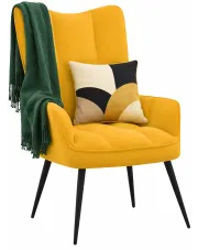 Musztardowy pikowany fotel wypoczynkowy - Verria w sklepie Edinos.pl